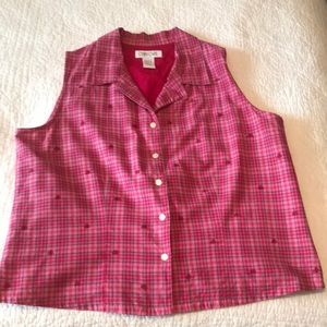 Vintage Cherokee plaid sleeveless button down